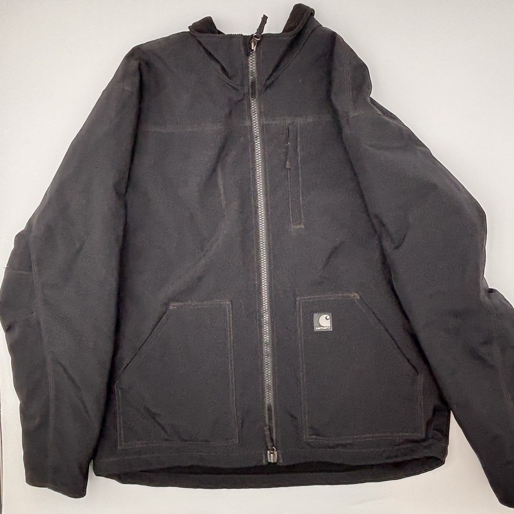 Carhartt J199 BLK Jacket Mens Large Black Nylon Fleece Lined Workwear L